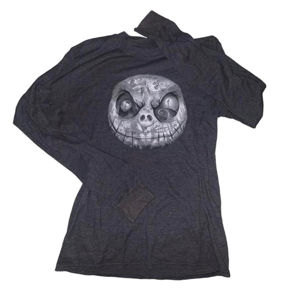 Rare Scene Emo Jack Skellington Disney NightmareBefore Christmas GrayLong Sleeve